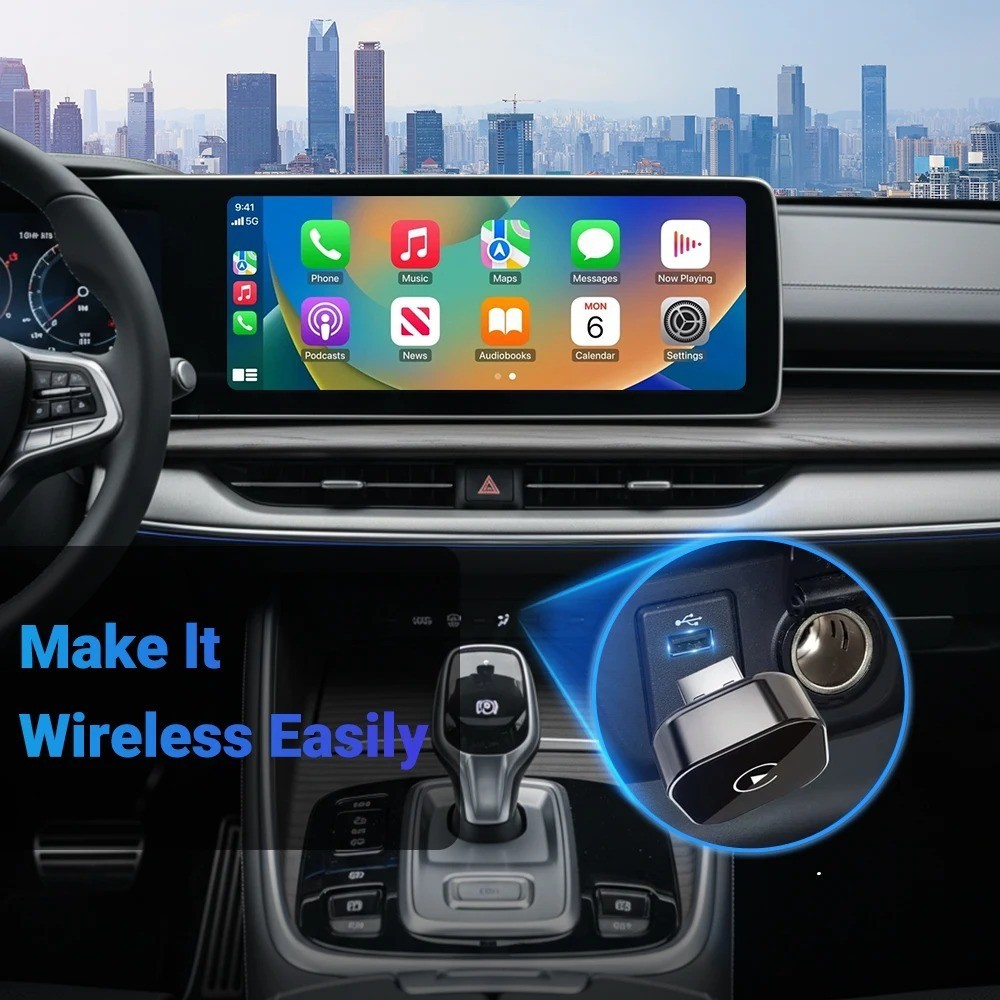 Wireless CarPlay Adapter for iPhone Plug Play 5GHz WiFi Auto Connect iOS 10+