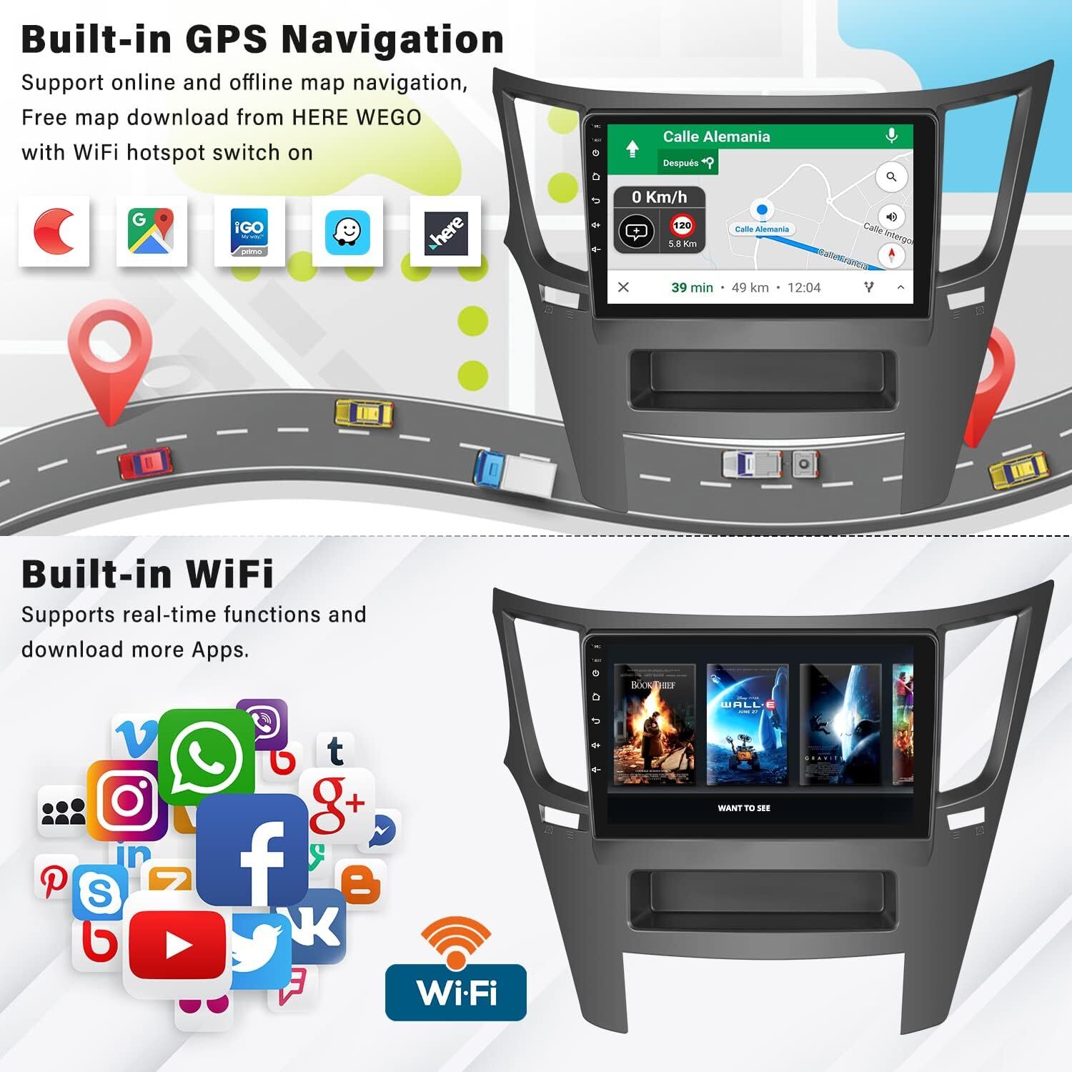 For 2009-2014 Subaru Legacy Outback Android14 4+64G Carplay GPS Car Radio Stereo
