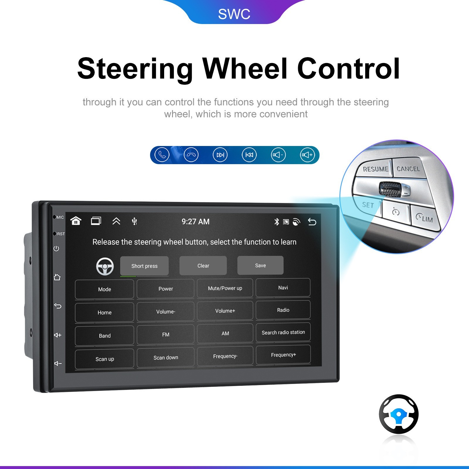 7″ Android 13 Car Multimedia Head Unit — WiFi Bluetooth CarPlay GPS MirrorLink