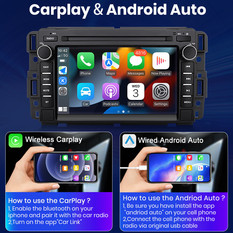 Android 15 Touch Screen Car Stereo Radio For GMC Yukon Sierra Chevrolet Chevy