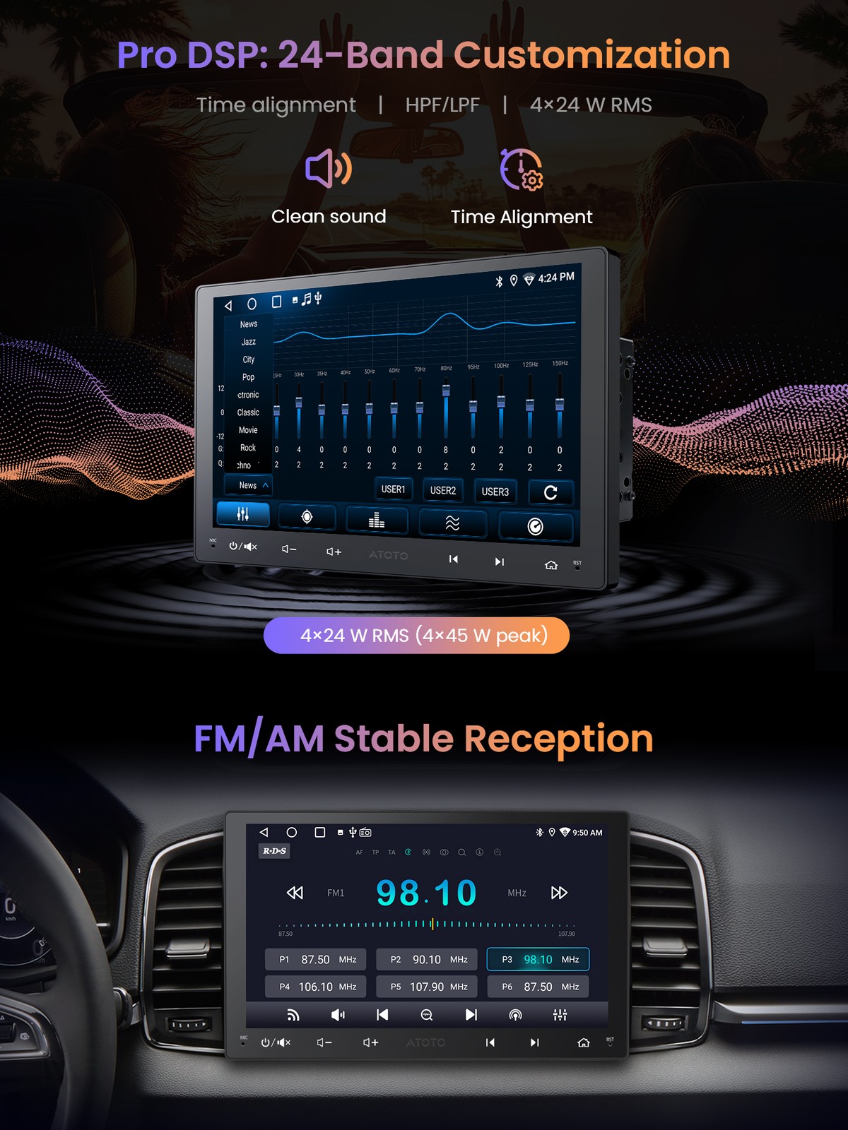 ATOTO A6 PF 9in 2DIN Android Car Stereo with Wireless CarPlay,Android Auto,WiFi