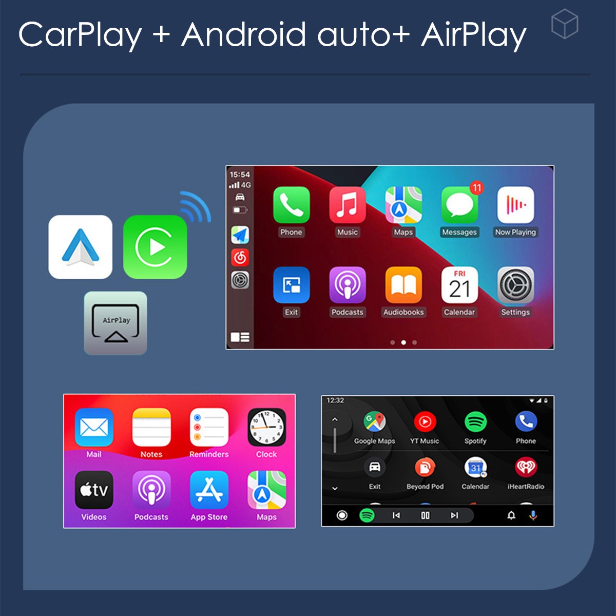 Wireless CarPlay Adapter For Apple iPhone & Android Auto USB Adapter Plug-Play