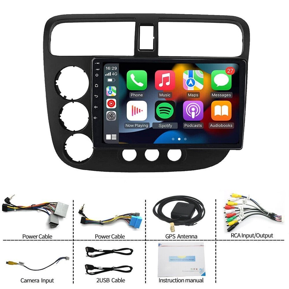 32GB Android 12 CarPlay Stereo Radio GPS Navi Carplay For Honda Civic 2000-2005