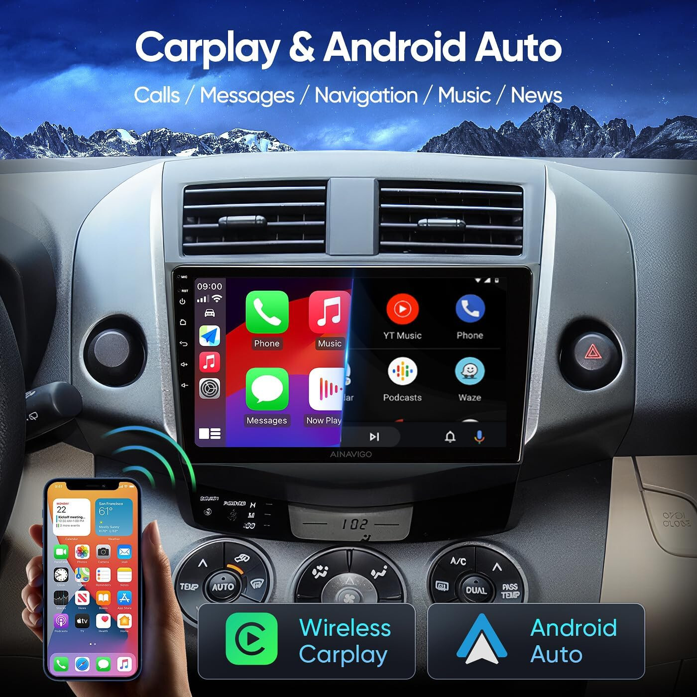 9 Inch Car Stereo Radio Head Unit for Toyota RAV4 2006-2011 with Android 2818