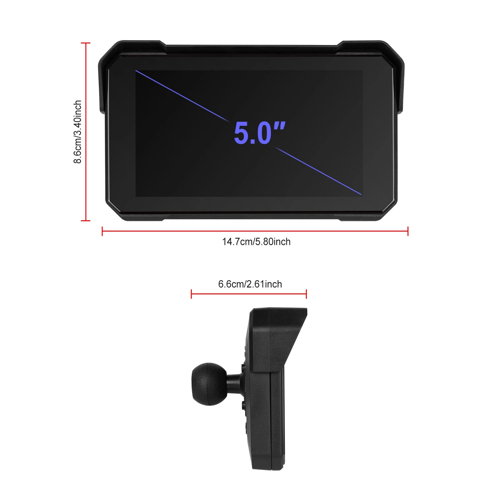 Podofo 5 ” IPS Screen Wireless Carplay Monitor for Motorcycle GPS Navigation…
