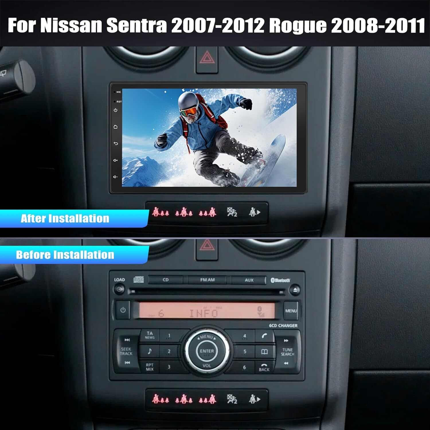 7” Car Stereo Radio Apple CarPlay Touch Screen BT For Nissan Rogue Versa Juke