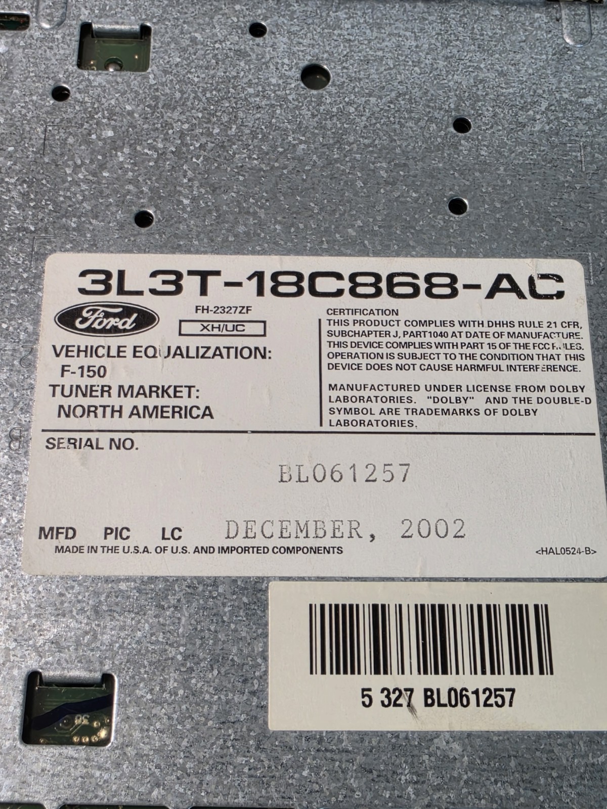 Ford OEM 3L3T-18C868-AC Ford Dual Media AM/FM radio, CD player, Cassette Player