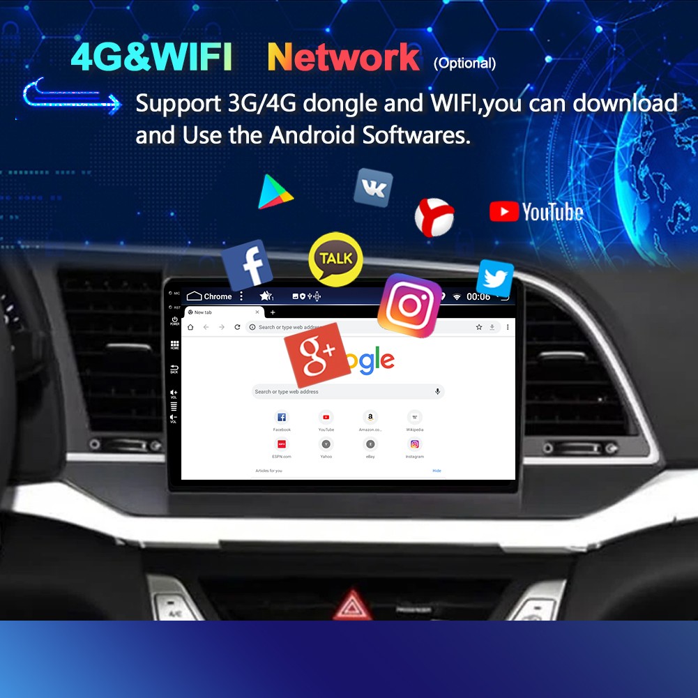 9” 8G+256G Car Radio For Hyundai Elantra 2009-2019 Android 16 GPS Navi USB WIFI