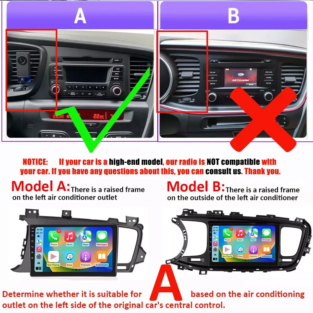4+64GB For 2011-2013 Kia Optima Carplay Android 15 Car Radio Stereo GPS Navi Cam