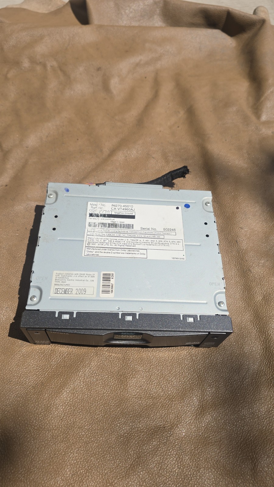 OEM 86270-45010 TOYOTA SIENNA 2011 2014 REAR OVERHEAD ENTERTAINMENT DVD PLAYER