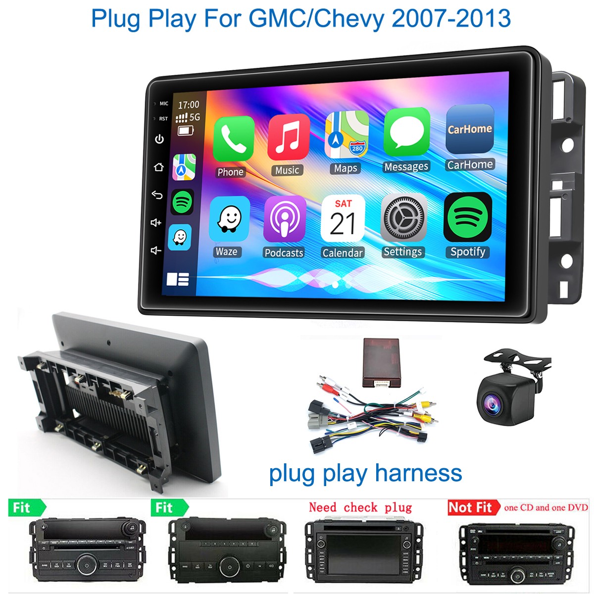 Apple CarPlay For Chevrolet GMC Chevy 2007-2013 Android 15 Car Radio Stereo GPS