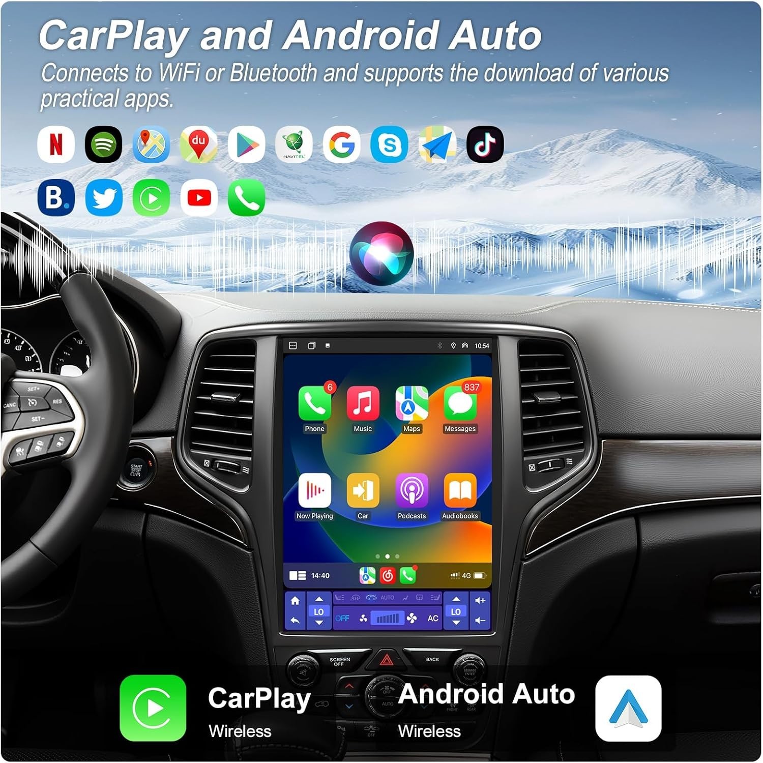 Jeep Grand Cherokee 2014-2022 12.1″ Touchscreen Radio CarPlay GPS 4GB 64GB