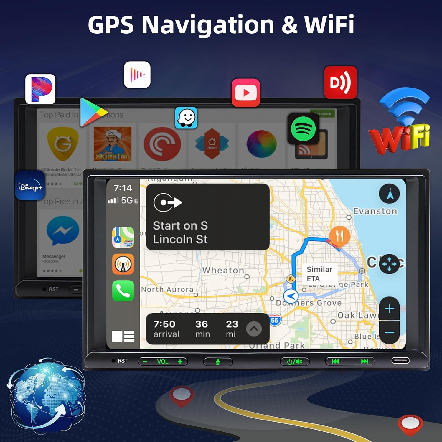 7” Universal 2Din Radio Stereo CarPlay 2+32GB GPS Navigator DSP/EQ BT +Camera