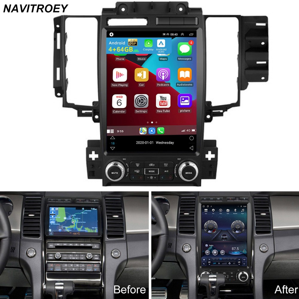 12.1″ 4+64GB Android 15 Carplay Tesla Car Stereo Radio For Ford Taurus 2010-2012