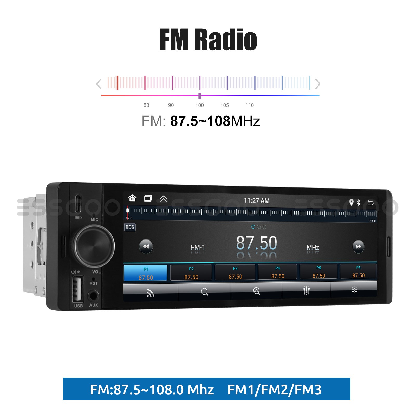 7″ Car Radio For Apple Carplay Android Single 1Din Touch Screen Stereo Bluetooth