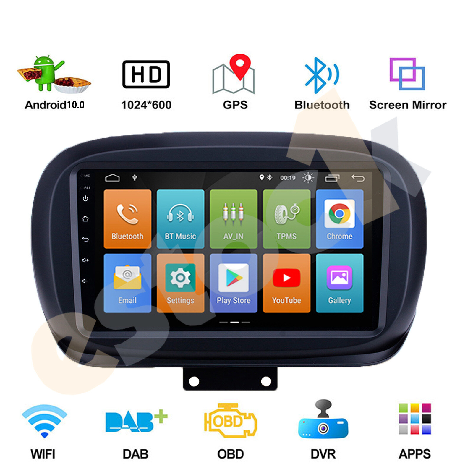 CAR TABLET FIAT 500X CAR RADIO ANDROID 14 2din 9″ 4GB RAM 64GB ROM WiFi CARPLAY