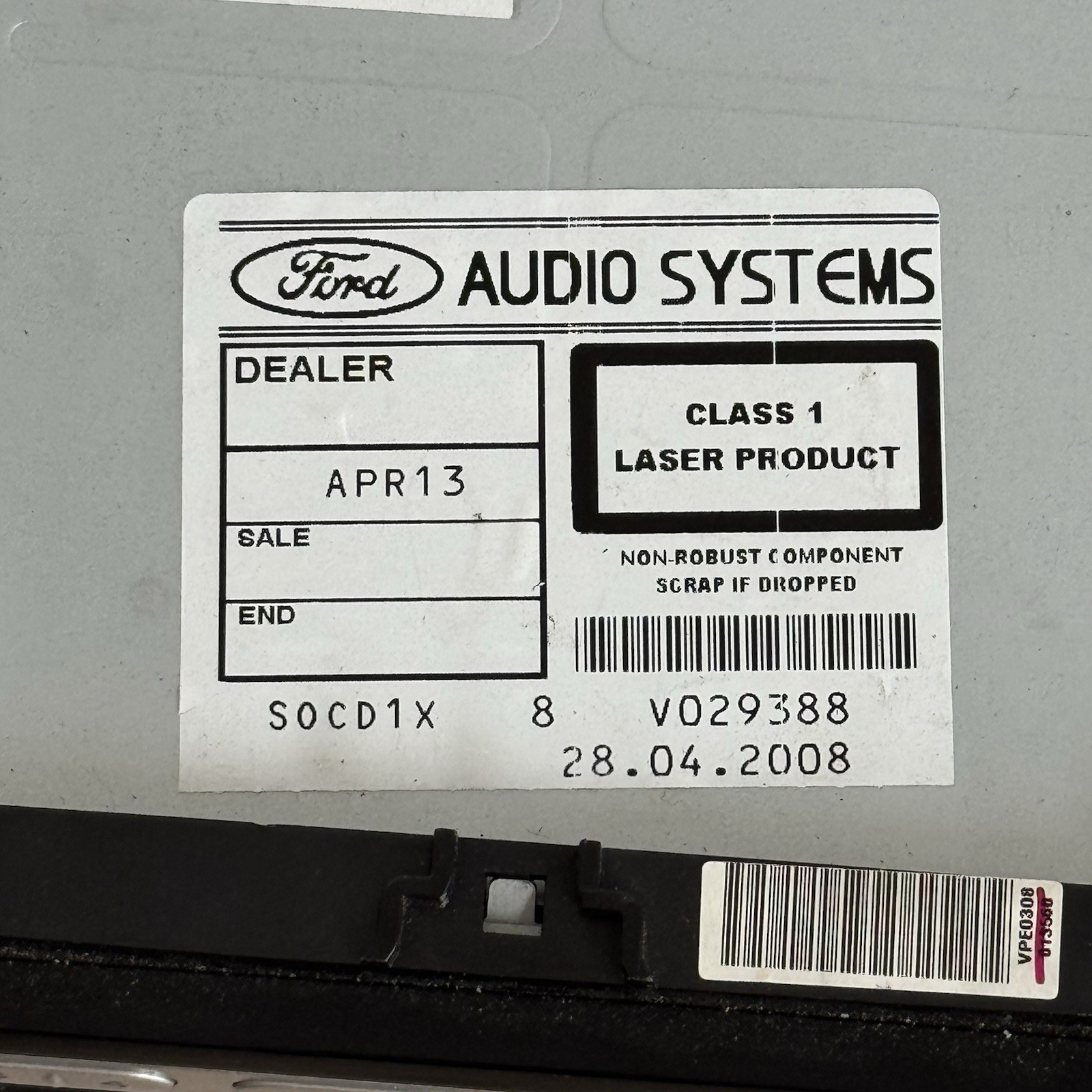 Ford Sony MP3 CD Radio Stereo Head Unit 7M5T-18C939-EA Code 7726