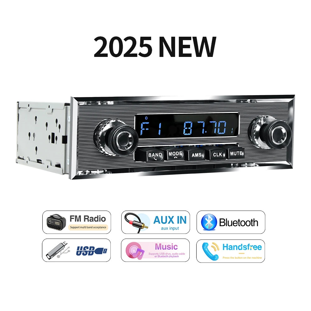 1 Din Car Radio MP3 Player Classic Car Retro Audio Stereo Support FM AUX EQ USB