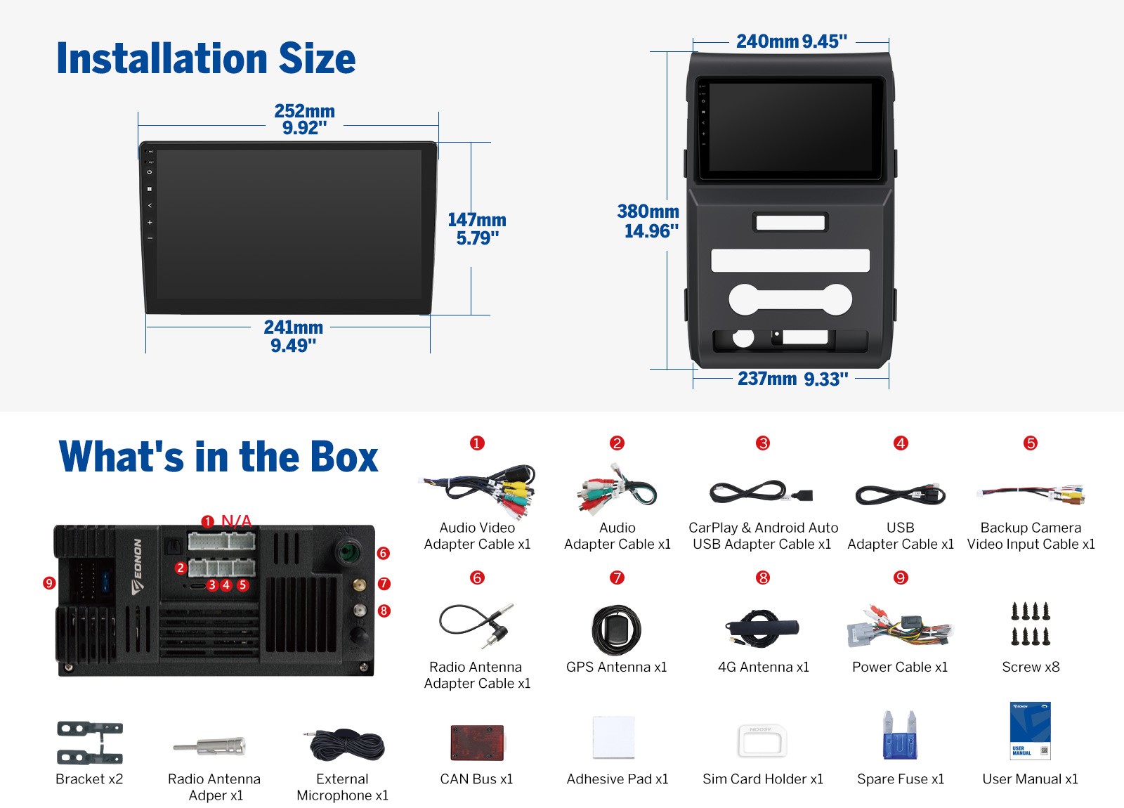 For 2009-2014 Ford F150 9″ QLED Android 14 6+64 Car Stereo CarPlay Bluetooth DSP