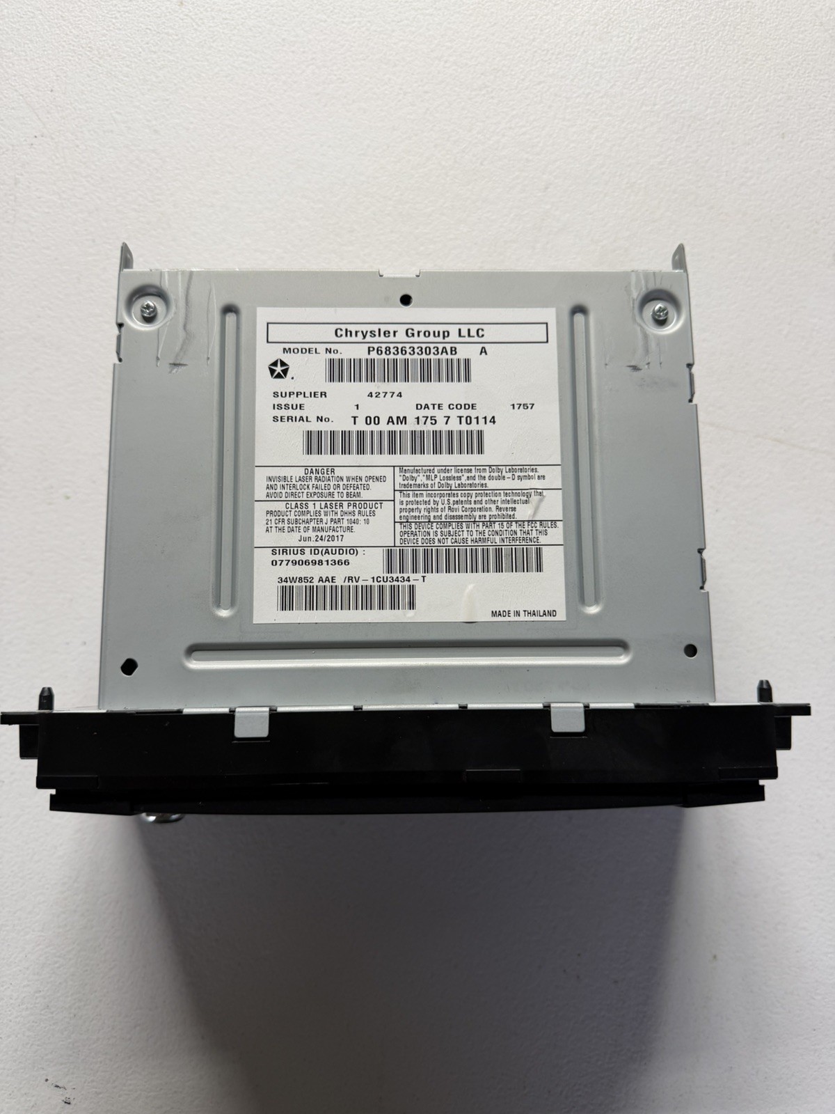 2017 Jeep Wrangler Radio Receiver Display Stereo Sirius OEM P68363303AA