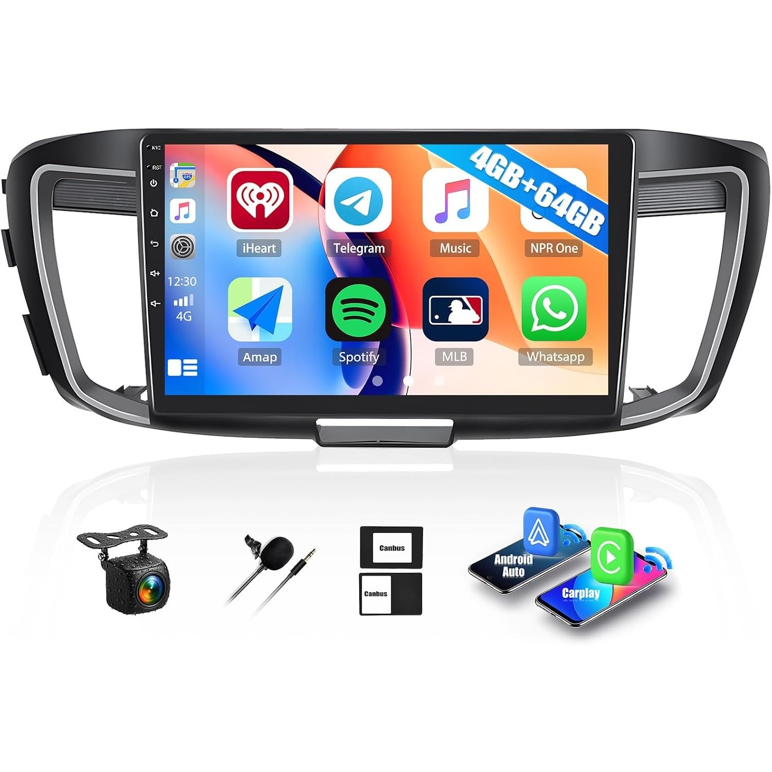 CAMECHO 9″ Car Stereo 4GB+64GB for Honda Accord 2016-2017 Wireless CarPlay