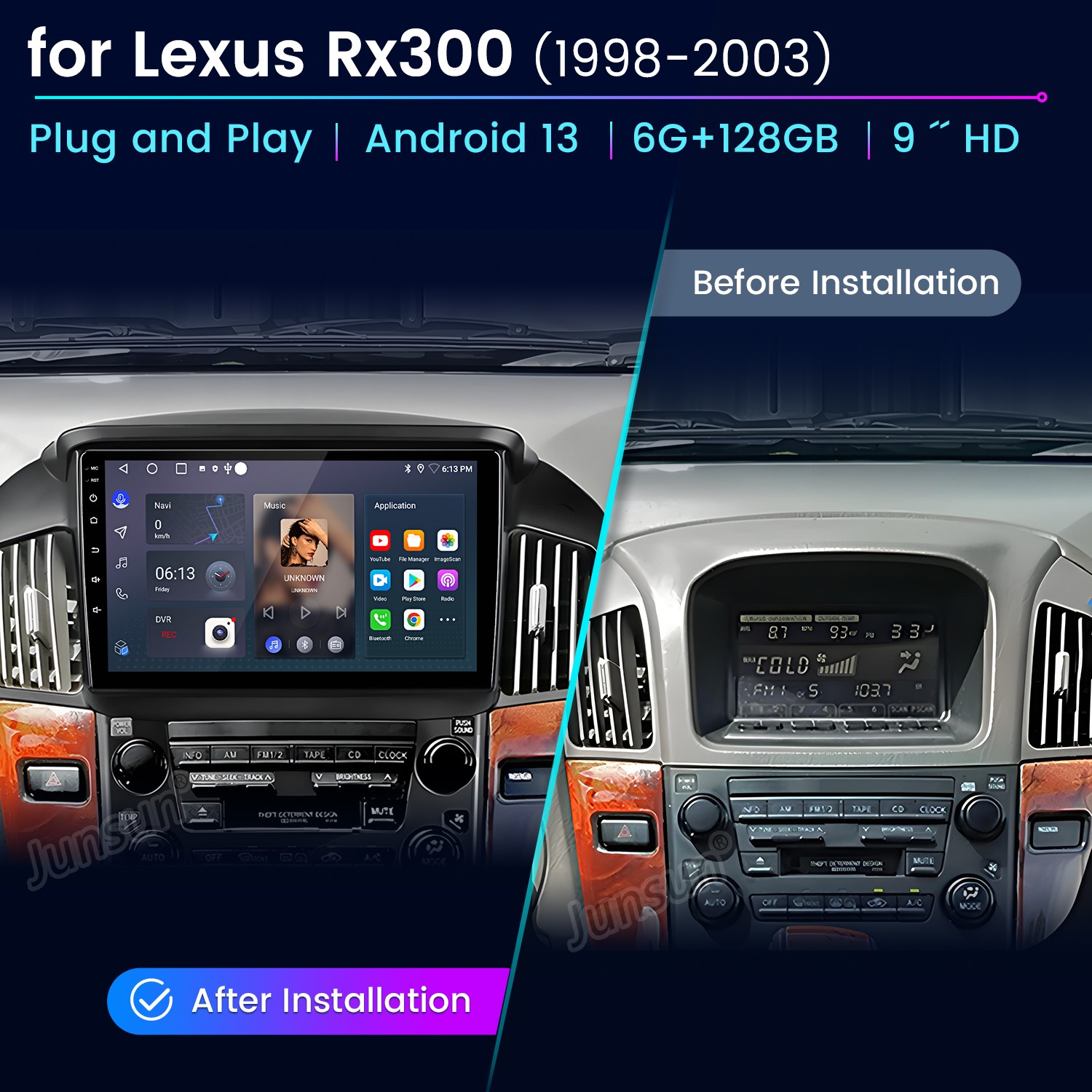 For 1998-2003 Lexus Rx300 6+128G CarPlay Android14 Car Stereo Radio GPS Nav WIFI