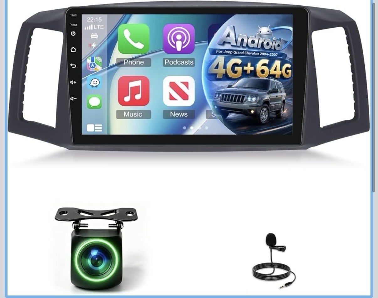 4+64G Carplay for Jeep Grand Cherokee 2004-2007 Android Auto Car Radio GPS Navi