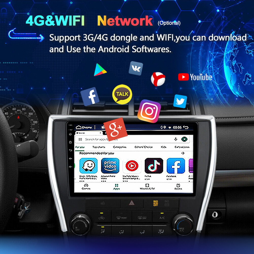 8-CORE Car Stereo For 2015-2017 Toyota Camry Android 14 Navi CarPlay 10.1″ 64GB