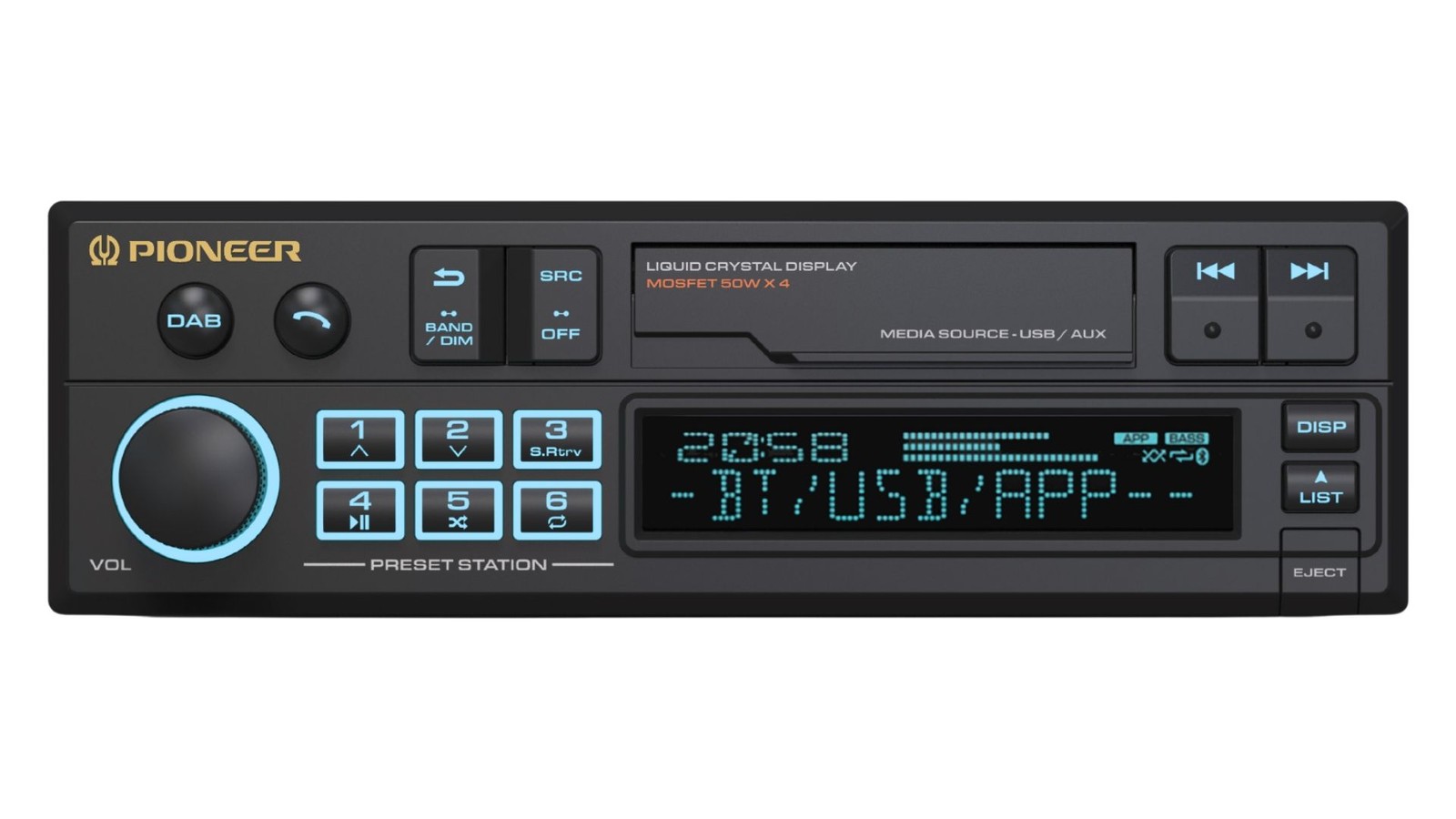Pioneer SXT-C10PS DAB+ Bluetooth 1-DIN Retro Car Stereo Tape Deck Style Head Uni