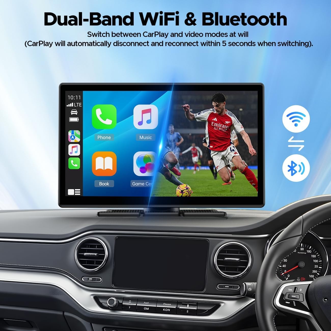 9″ Wireless CarPlay Screen Android Auto with Netflix YouTube GPS Reverse Camera