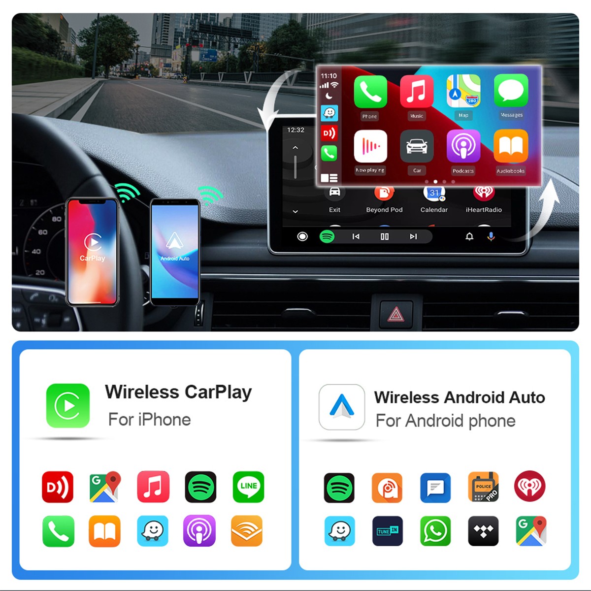Wireless CarPlay Adapter USB Wireless Carplay Dongle For iPhone Apple Plug&Play^