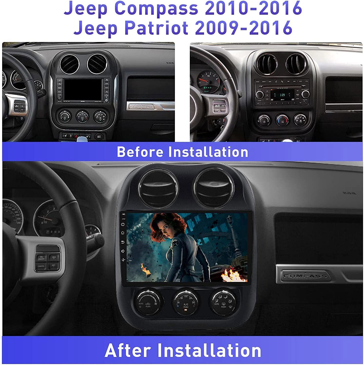 10.1″ Android 12 Car Radio Stereo GPS Navi WiFi Player For Jeep Patriot Compass