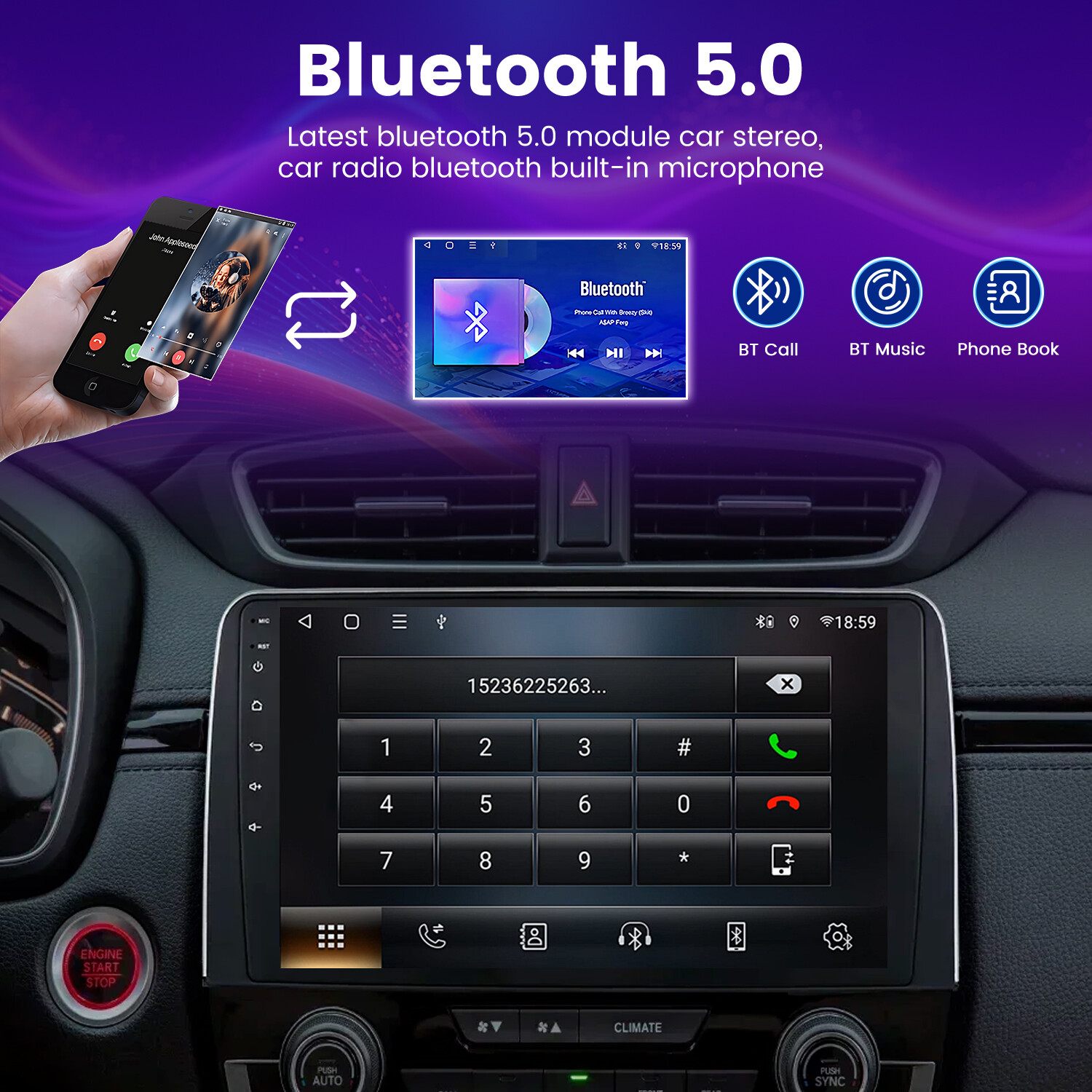 8G+256GB Car Stereo Android14 CarPlay For Honda CR-V CRV 2017-21 GPS Navi 8-CORE