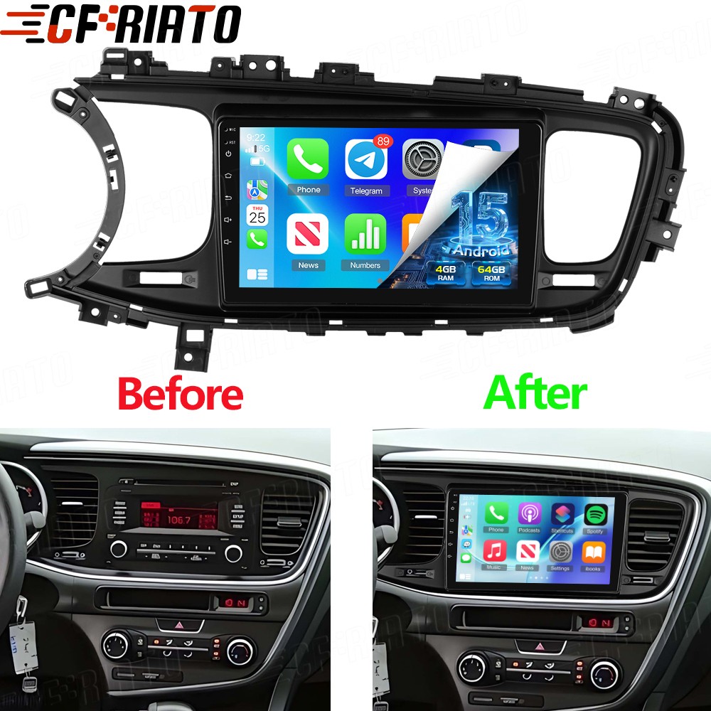 4+64GB Car Radio Stereo For Kia Optima K5 2013-2015 Apple Carplay Android 15 GPS