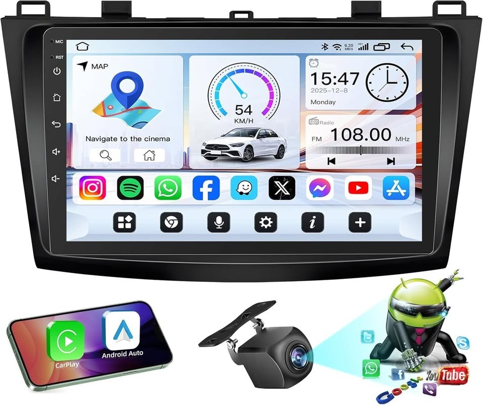 Mazda 3 2010-2013 9″ Android Car Stereo Wireless CarPlay Android Auto
