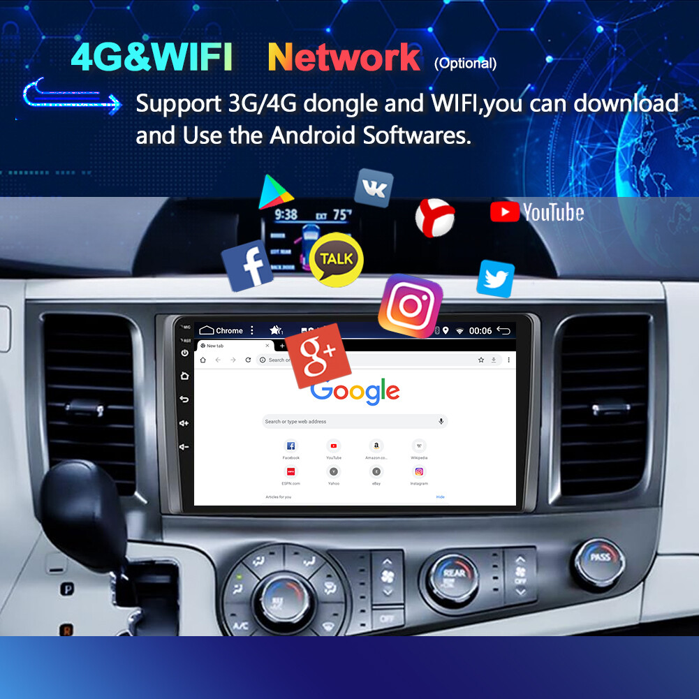 CarPlay For Toyota Sienna 2011-2014 Android 14 Car Radio Stereo GPS Navi 8G+256G