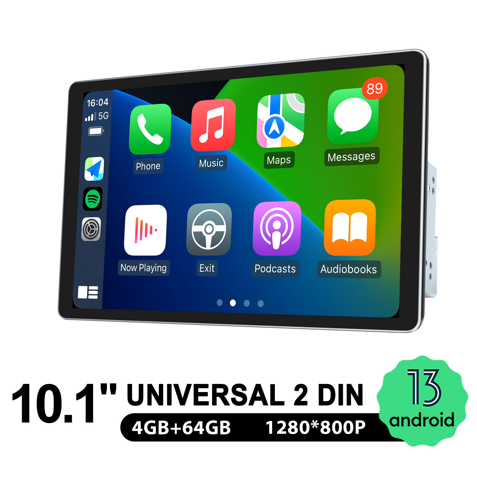 10.1 inch Android 13 Double Din Stereo 8+128G Wireless Android Auto Support OBD