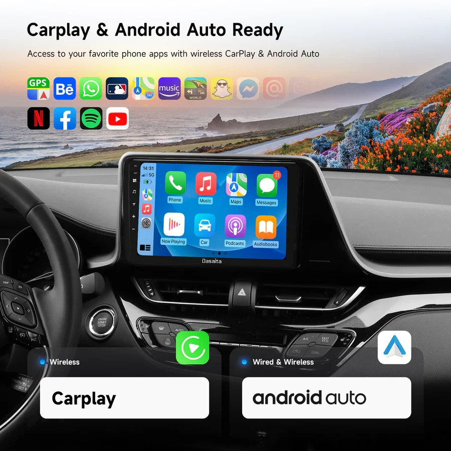 Dasaita Car Radio 9″ for Toyota C-HR/CHR/C HR 2016-2020 CarPlay Stereo 8G+256G