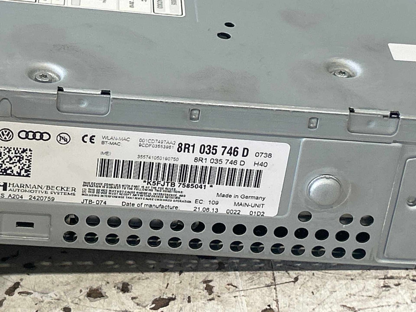 8R1035746D 2013-2014 Audi A4 S4 A5 S5 Q5 Multimedia Dash Radio DVD Player (MK)