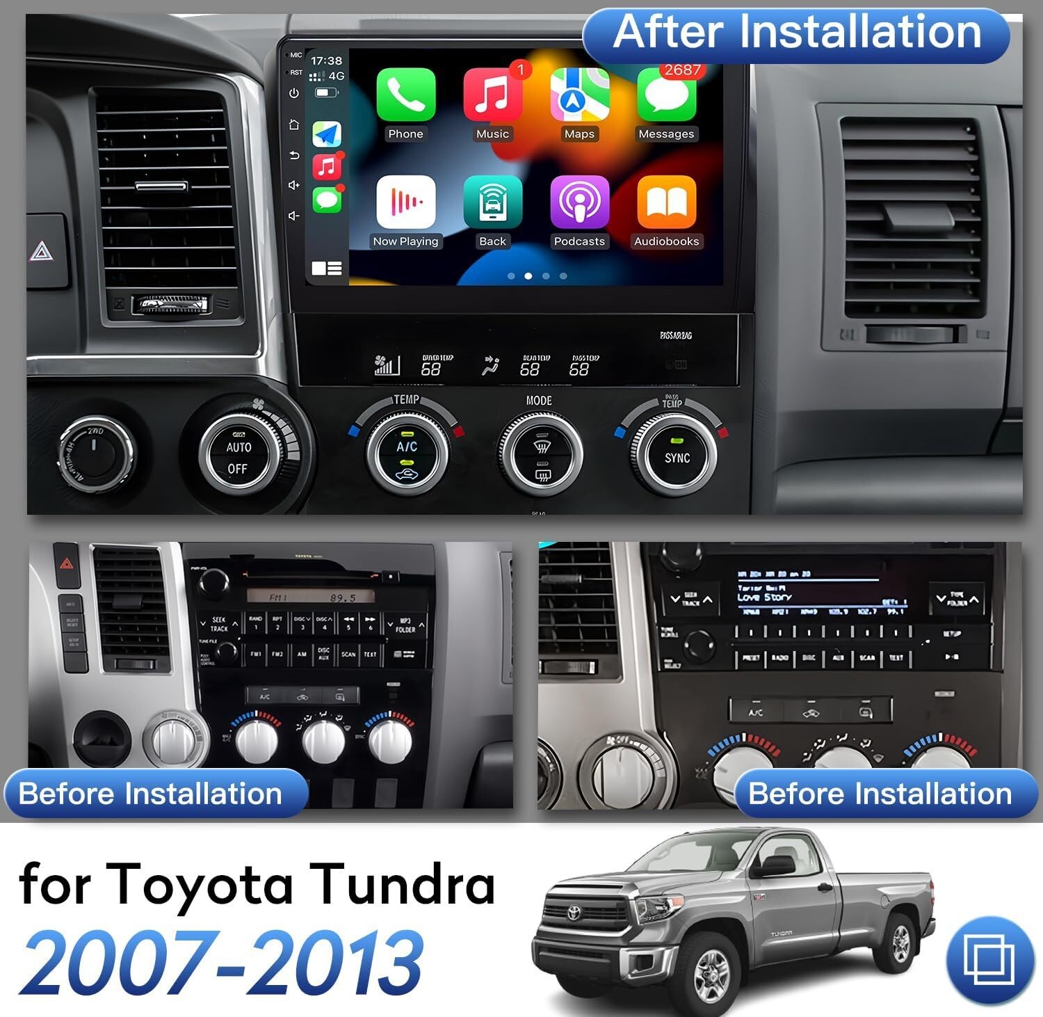 Car Radio Stereo Carplay For Toyota Tundra Sequoia 2+32G 10in Player Car