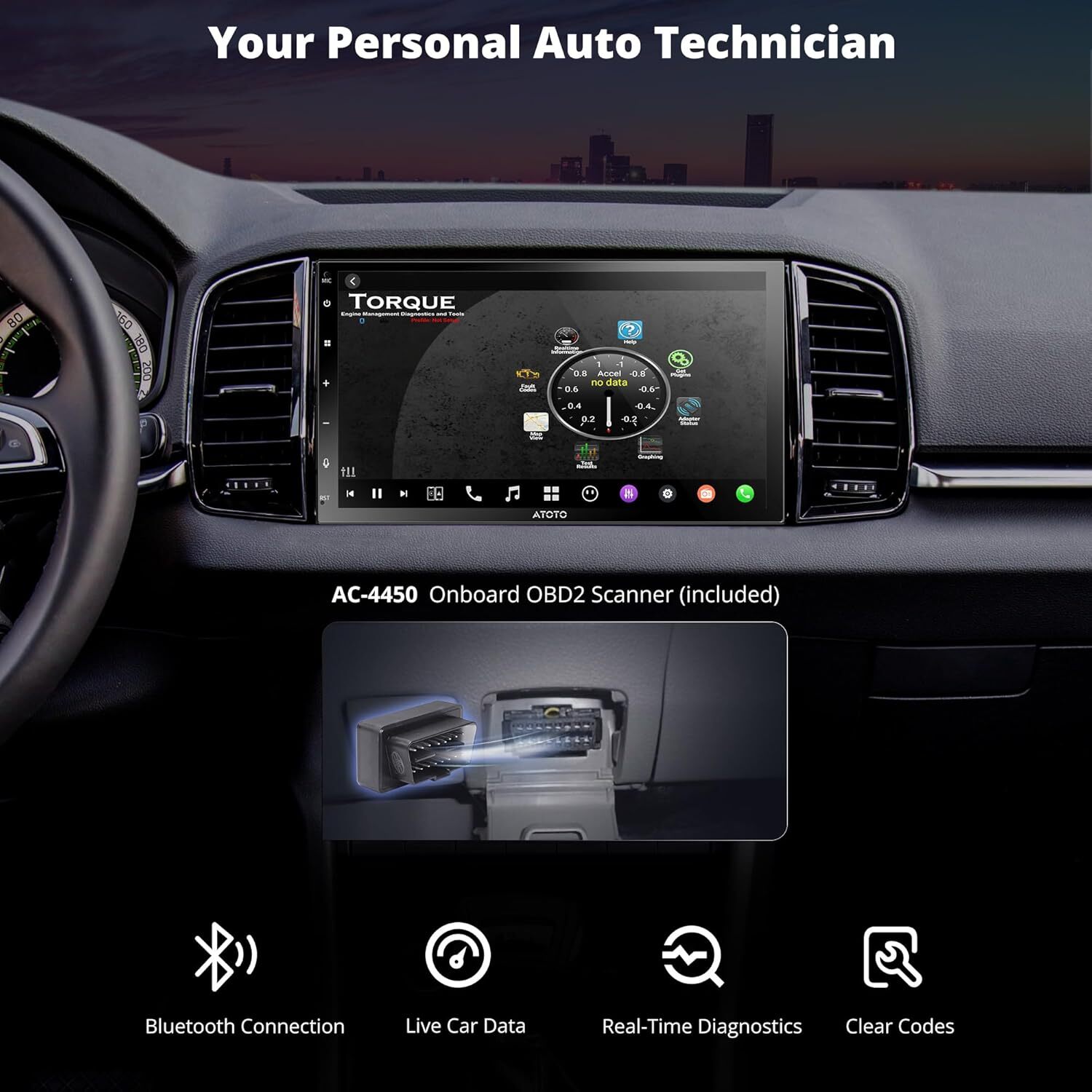 Wireless CarPlay/Android Auto Car Stereo 7″ QLED HD Touchscreen GPS, Wi-Fi 8+128
