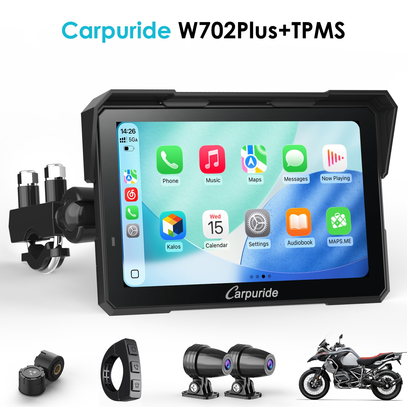 Carpuride W702 Plus TPMS Moto Stereo Install Apps Built in GPS Dual Cameras