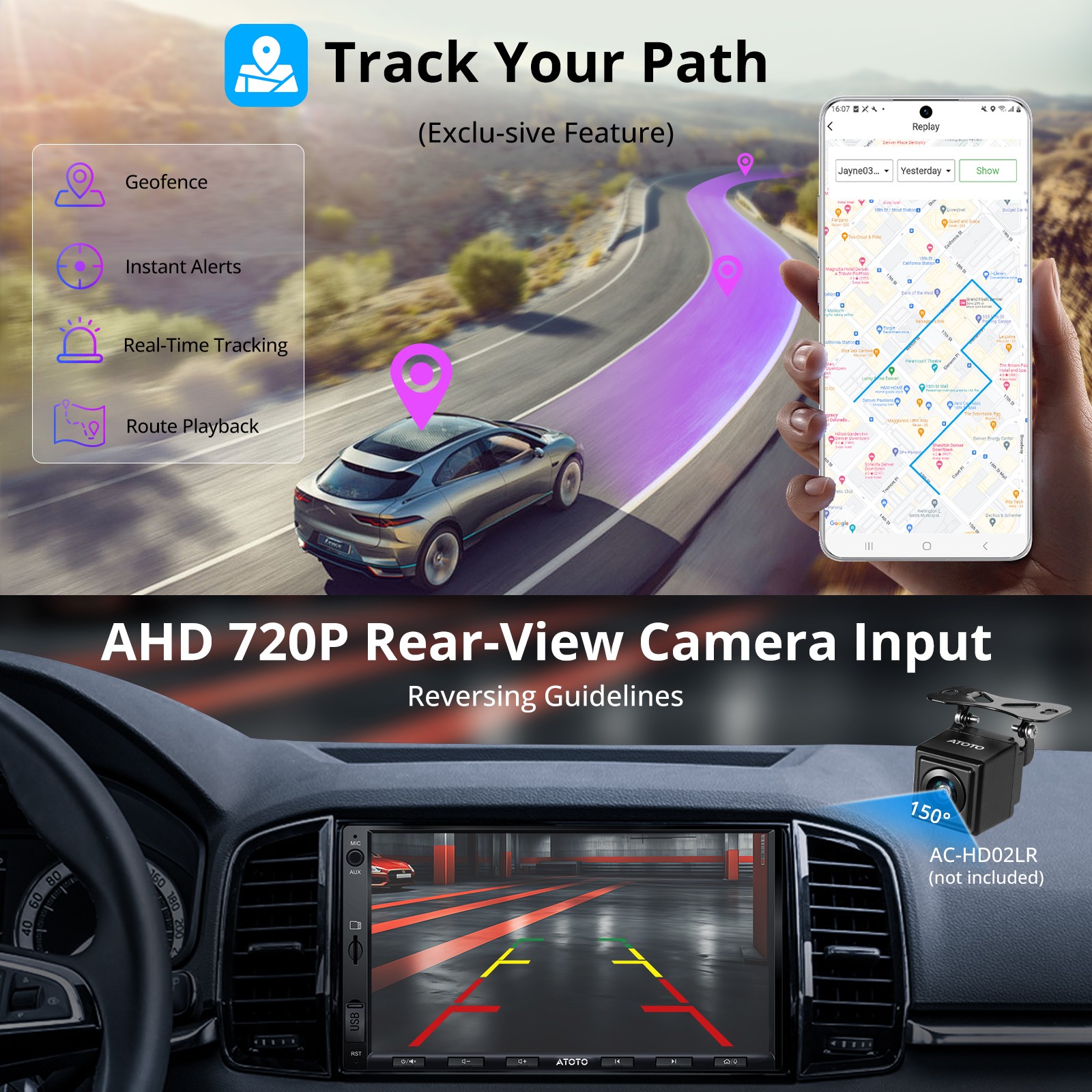 ATOTO F7WE 7in Double DIN Car Stereo GPS NAVI Wireless Android Auto & CarPlay,FM