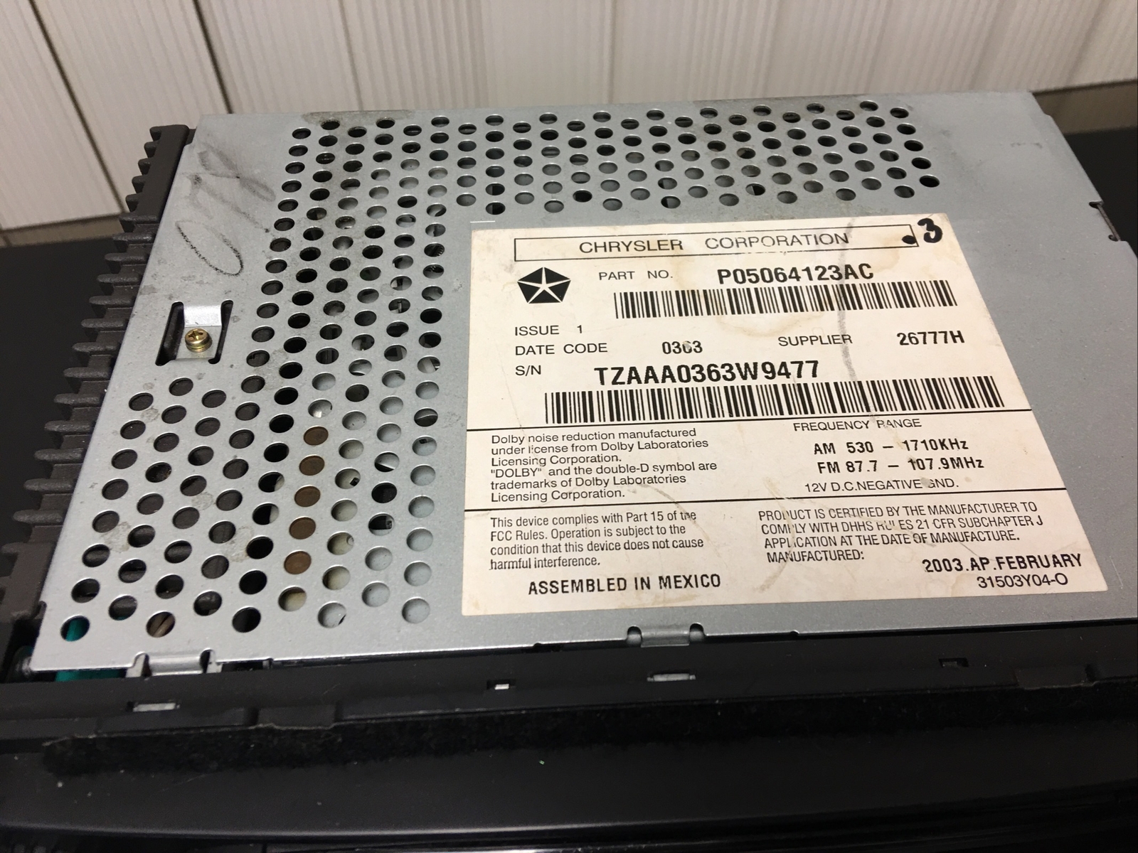 🔥 OEM Genuine Chrysler Dodge CD 💿 Player Cassette Radio Stereo RBU P05064123AC