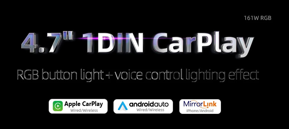 1Din 6.86 Inch Car Radio with Wireless Carplay Android Auto BT MP5 Multimedia