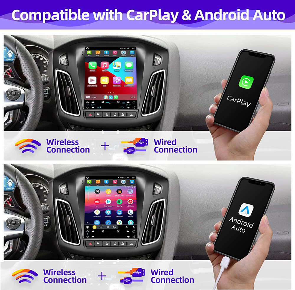Car Apple Carplay Radio For Ford Focus 2012-2018 Android 11 GPS Stereo +Camera