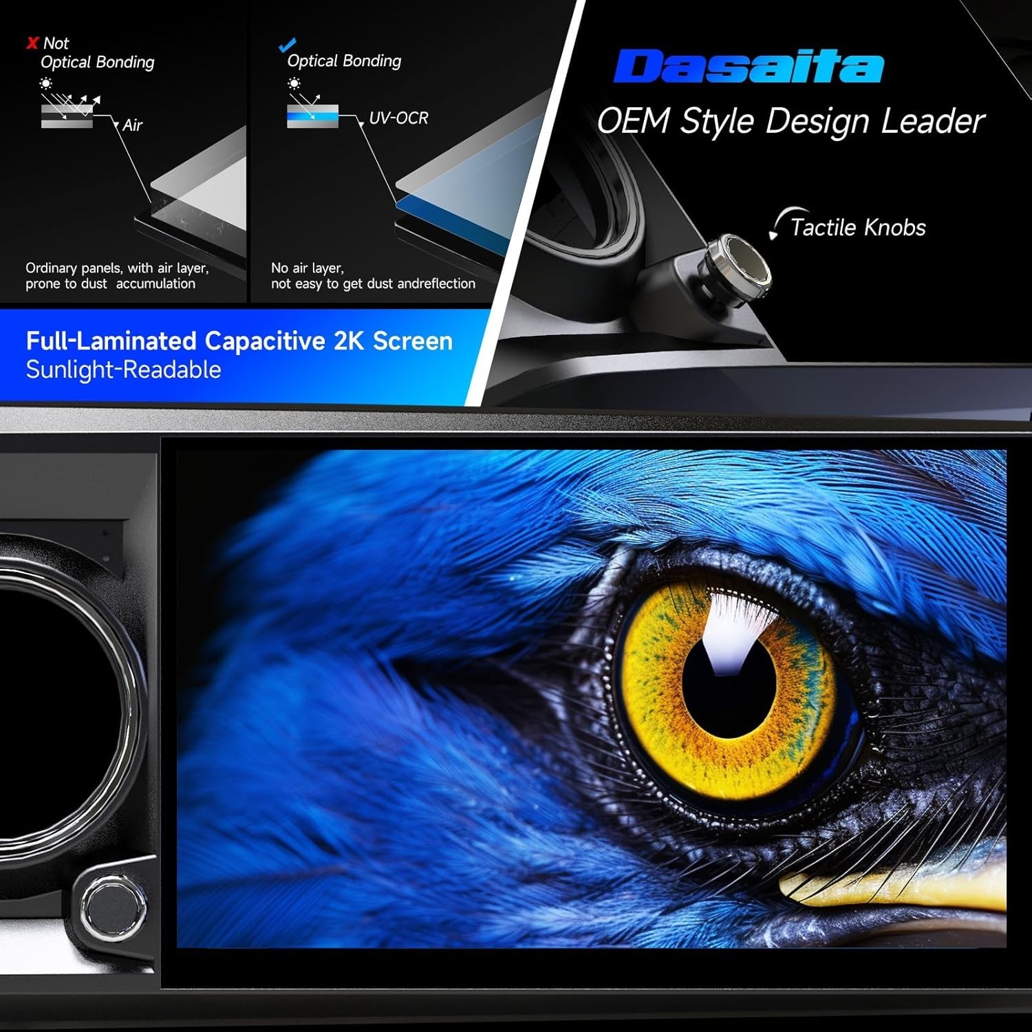 Dasaita Car Stereo for Toyota Tacoma 2016-2023 CarPlay WiFi GPS Navigation Gray