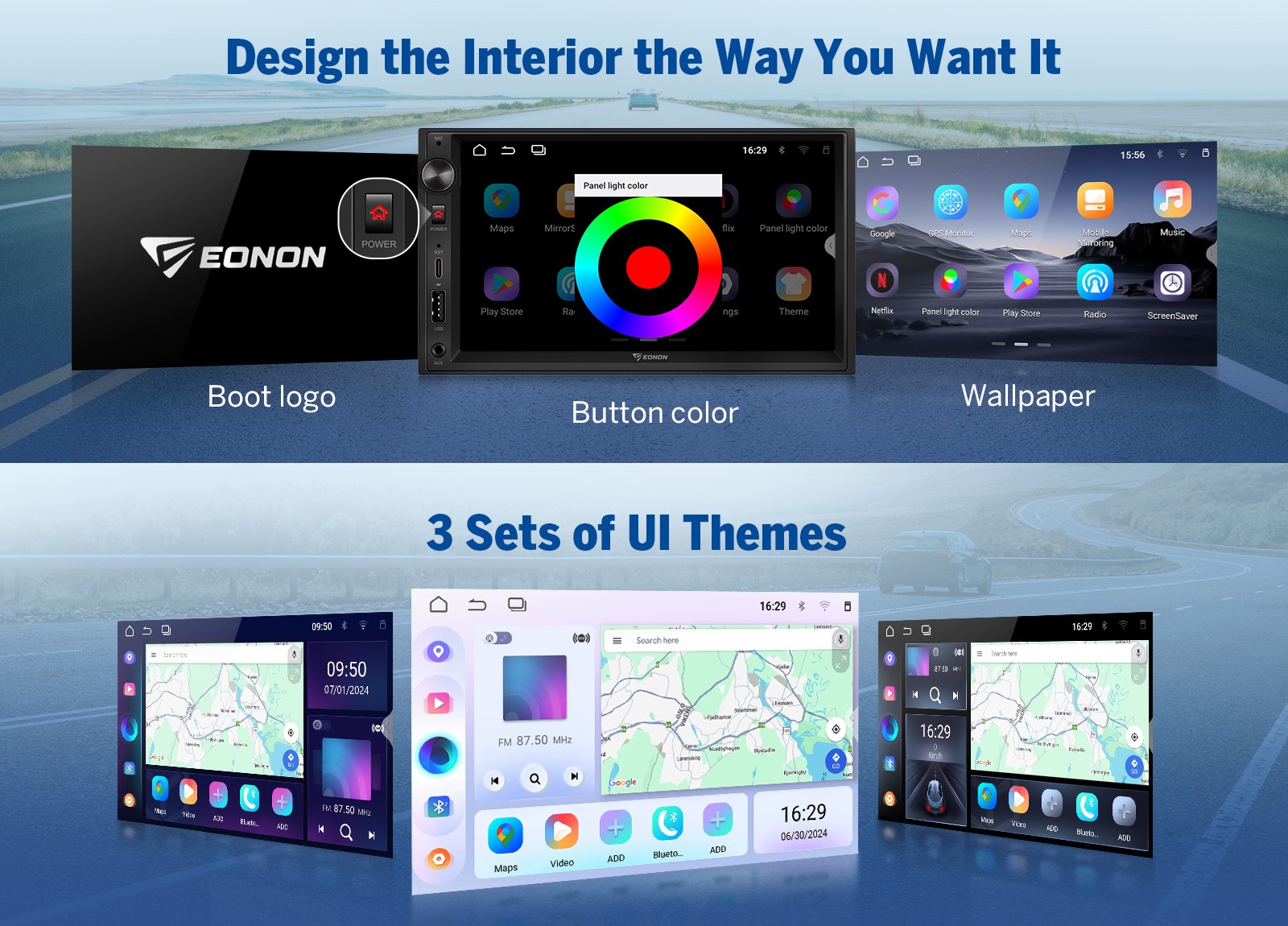 Eonon UX7A Android 14 7″ Car Stereo IPS CarPlay GPS Navigation Double DIN 4+64GB