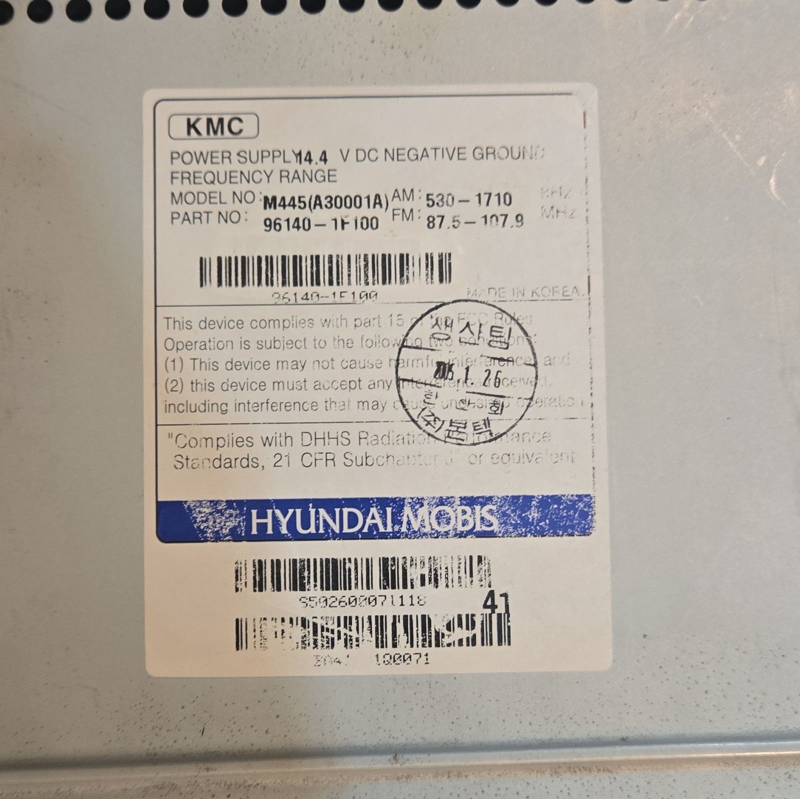 OEM AM/FM CD Radio Receiver Intended For 2008 Kia Optima Made By Hyundai Mobis