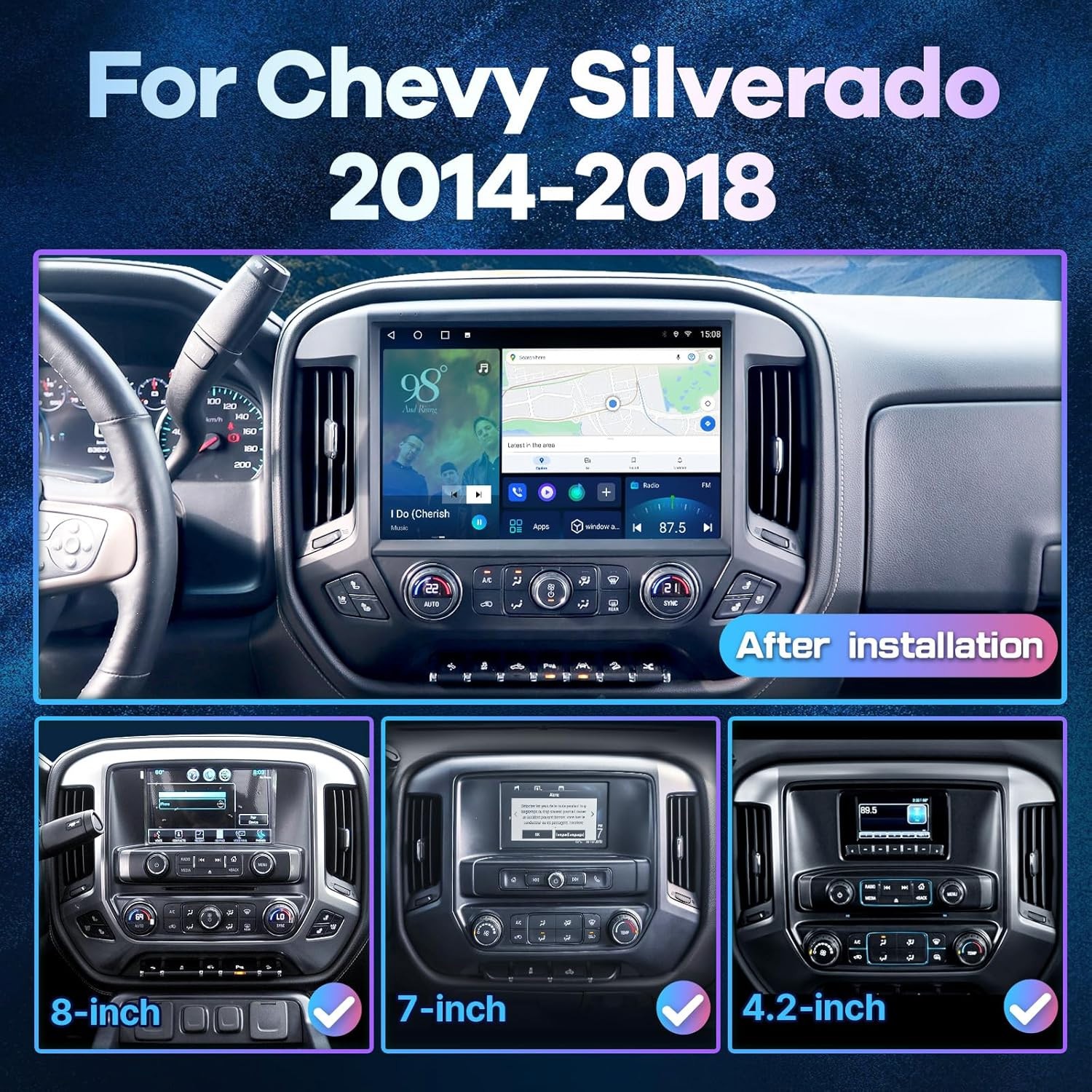 13.1″ Large Screen Car Stereo Radio For 2014-2018 Chevrolet Silverado GMC Sierra